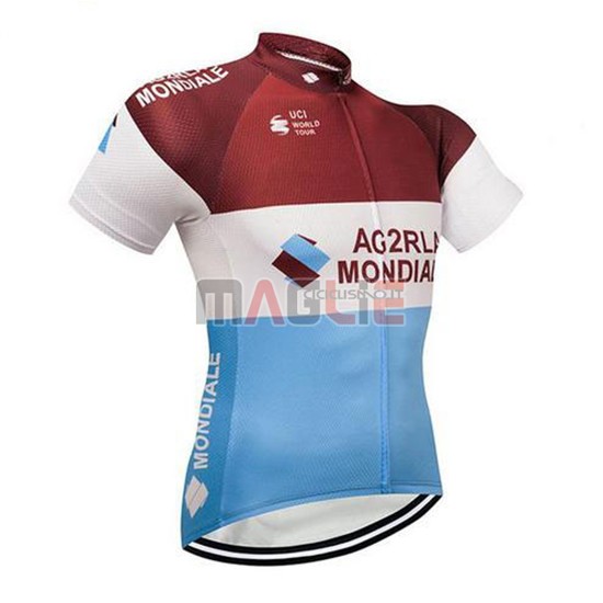 2018 Maglia Ag2r La Mondiale Manica Corta Marrone e Bianco